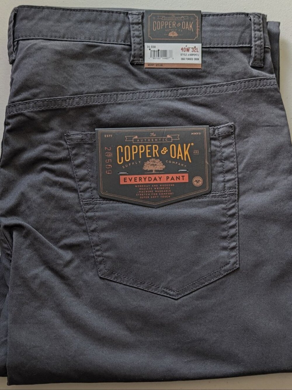 Copper & Oak Everyday Pant 40x32 066 Forged Iron